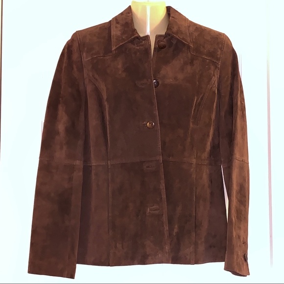 Liz Claiborne suede jacket chocolate Sz 4 - Picture 1 of 8